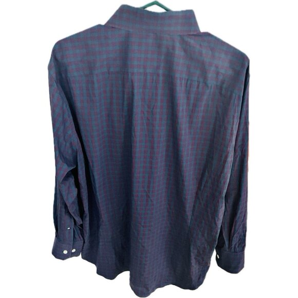 Bonobos Stretch Tailored Fit Button Up Shirt 17.5 33 Plaid Blue Purple - Picture 2 of 8